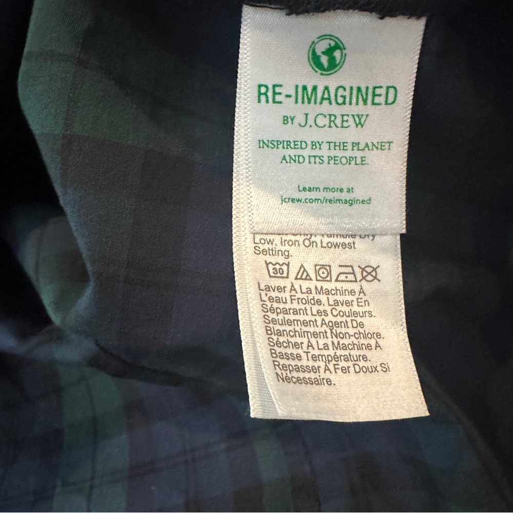 NWT J.Crew Factory Christmas Green Black Watch Plaid Poplin Button Down Shirt M - Picture 6 of 8